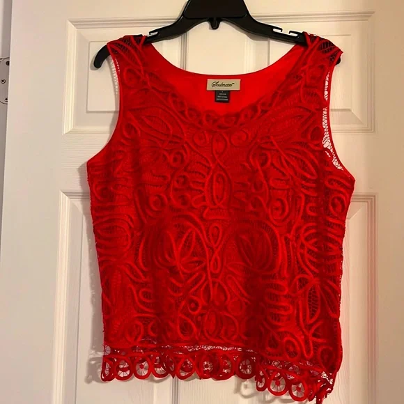 Soulmates red silk and lace blouse - Picture 1 of 5